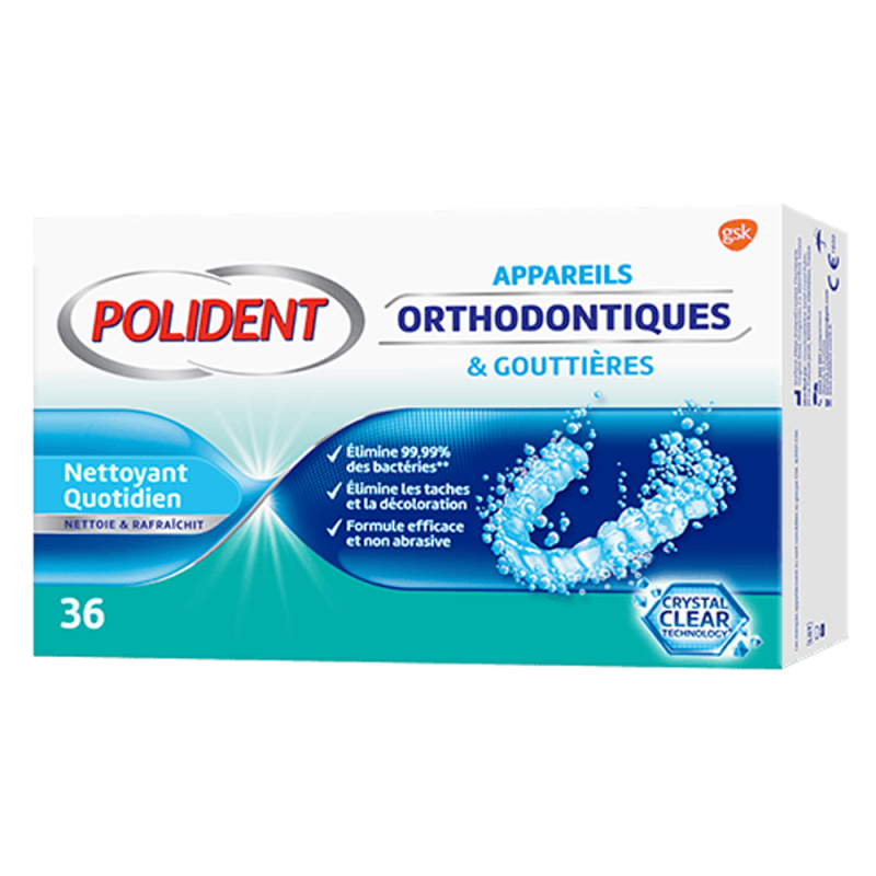 Polident Nettoyant quotidien Appareils orthodontiques & Gouttières 36