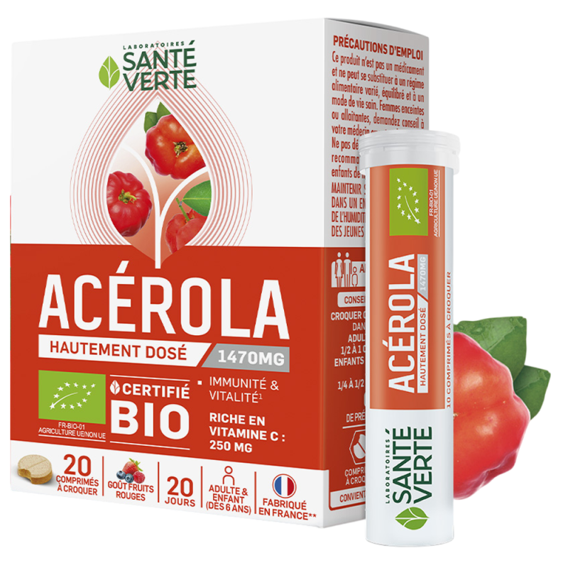 Santé Verte Acérola 1470mg bio 20 comprimés à croquer
