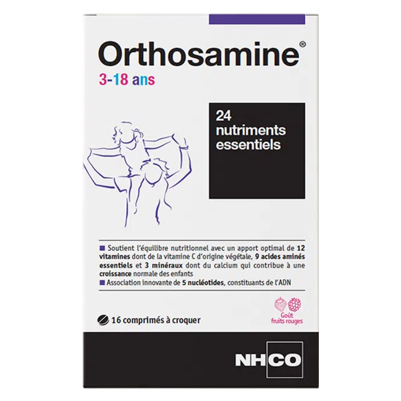 Nhco Orthosamine 3-18 ans 16 comprimés à croquer