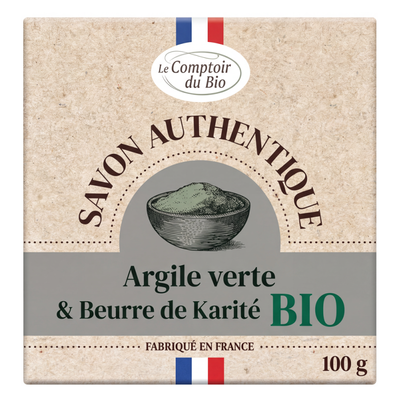 Le Comptoir du Bio Savon Argile Verte & Beurre de Karité bio 100gr
