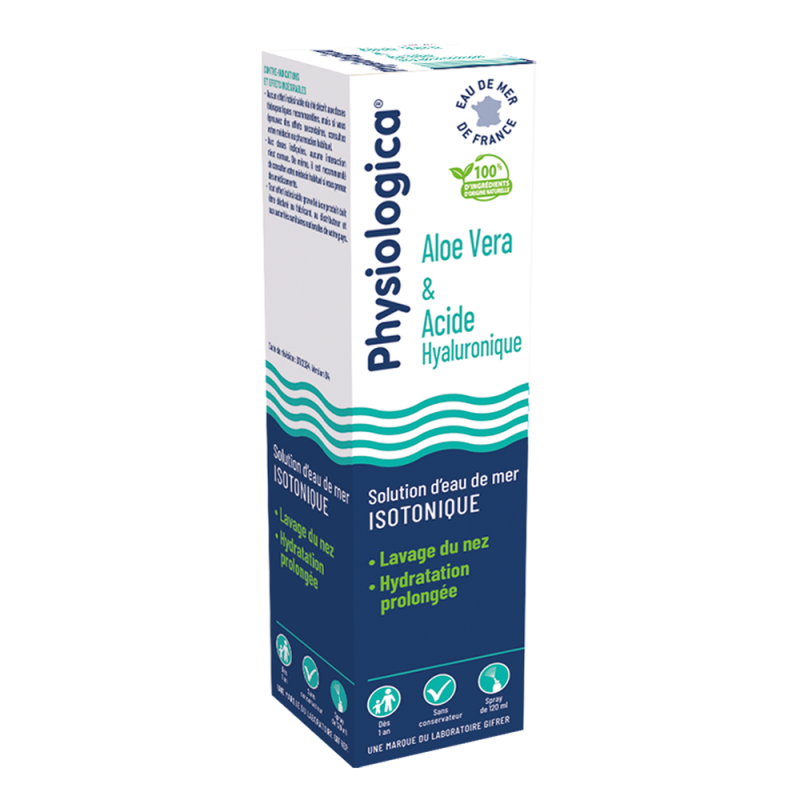 Gifrer Physiologica Solution d'Eau de Mer isotonique Aloe Vera & Acide Hyaluronique 120ml