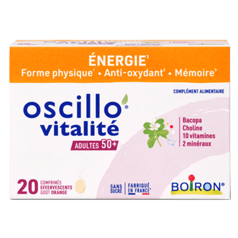 Boiron Oscillo' Vitalité 50+ 20 comprimés effeverscents goût orange