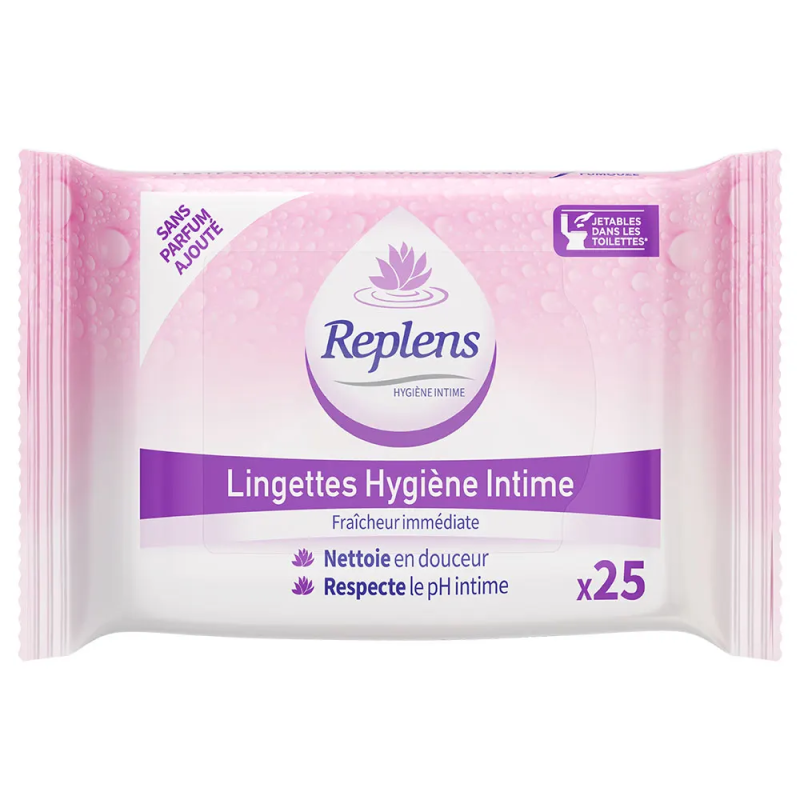 Replens Lingettes hygiène intime 25 lingettes