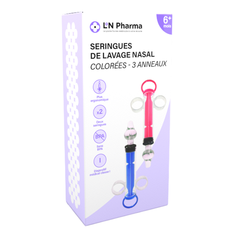 L2N Pharma Seringues de lavage nasal 6mois + 3 anneaux colorées