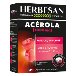 Herbesan Acérola 1000mg fatigue & immunité 30 comprimés à croquer