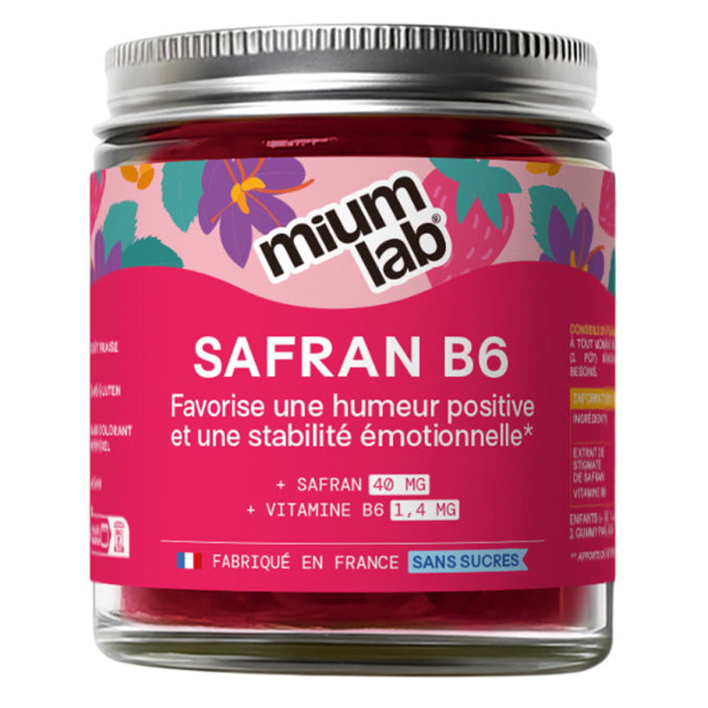Mium Lab Gummies Safran B6 Fraise sans sucres 42 gummies
