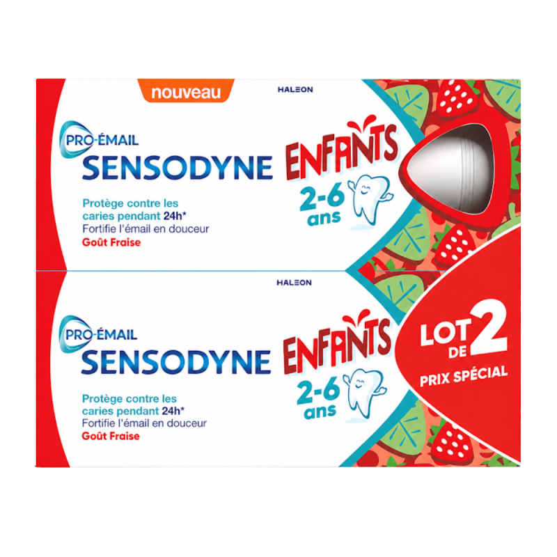 Sensodyne Pro-émail Enfants Dentifrice goût fraise 0-6 ans 2x50ml