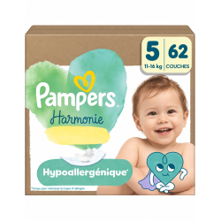 Pampers Harmonie taille 5 – 62 couches hypoallergéniques (11–16 kg)