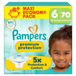 Pampers Premium Protection – Taille 6 (13–18 kg) – Maxi Pack de 70 couches