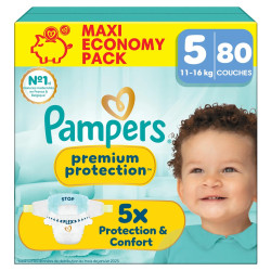 Pampers Premium Protection – Taille 5 (11–16 kg) – Maxi Pack de 80 couches
