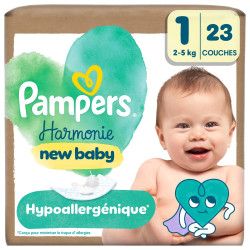 Pampers Harmonie New Baby – Taille 1 (2–5 kg) – Paquet de 23 couches