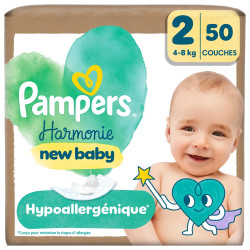 Pampers Harmonie New Baby – Taille 2 (4–8 kg) – Paquet de 50 couches