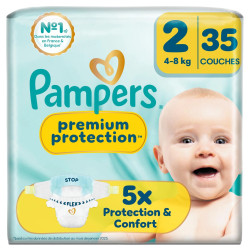 Pampers Premium Protection – Taille 2 (4–8 kg) – Paquet de 35 couches