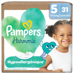Pampers Harmonie – Taille 5 (11–16 kg) – Paquet géant de 31 couches