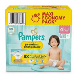 Pampers Premium Protection – Taille 4 (9–14 kg) – Maxi Pack de 92 couches