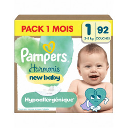 Pampers Harmonie New Baby – Taille 1 (2–5 kg) – Pack 1 mois de 92 couches