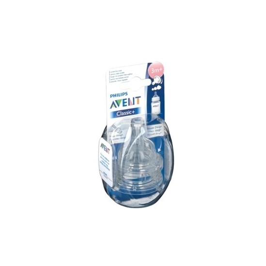 Avent tétine 3 trous à débit moyen 3 mois+ 2 tétines Avent tétine 3 trous à débit moyen 3 mois+ 2 tétines