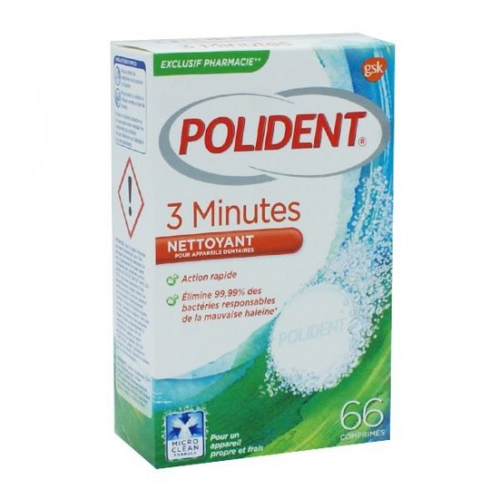 Polident 3 minutes nettoyant 66 comprimés Polident 3 minutes nettoyant 66 comprimés