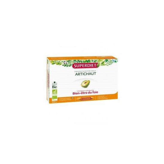 Superdiet Artichaut bio complément alimentaire 20 ampoules 300ml Superdiet Artichaut bio complément alimentaire 20 ampoules 300ml