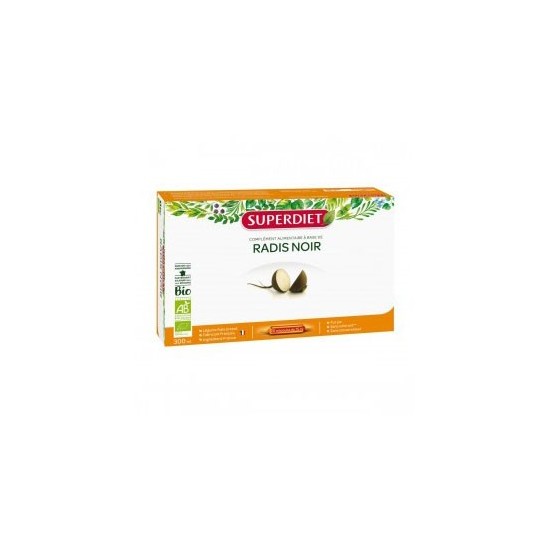 Superdiet Radis noir bio complément alimentaire 20 ampoules 300ml Superdiet Radis noir bio complément alimentaire 20 ampoules 300ml