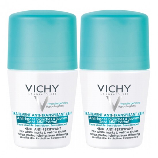 Vichy Déodorant Anti-Transpirant Anti-Traces Bille 48H Lot de 2 x 50 ml Vichy Déodorant Anti-Transpirant Anti-Traces Bille 48H Lot de 2 x 50 ml