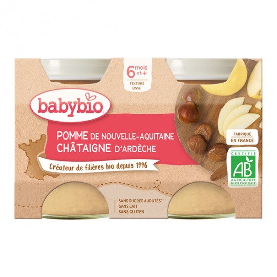 Babybio pomme châtaigne dès 6 mois 2x130g Babybio pomme châtaigne dès 6 mois 2x130g