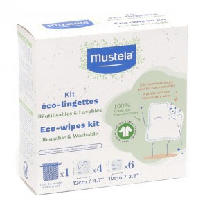 Mustela kit eco-lingettes 100% coton bio x10 lingettes