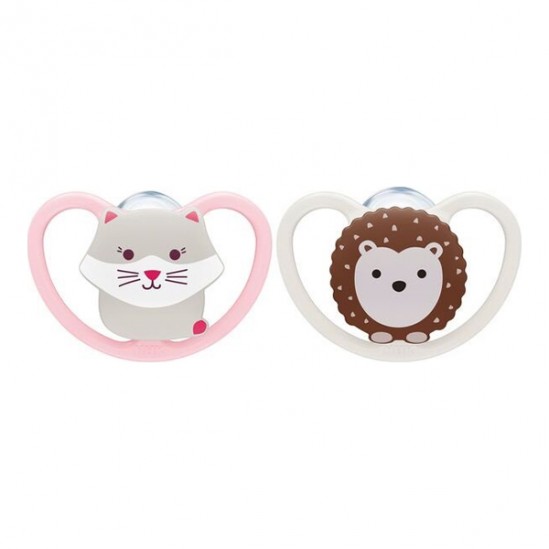 Nuk sucettes space 0-6m chat-hérisson lot de 2 Nuk sucettes space 0-6m chat-hérisson lot de 2