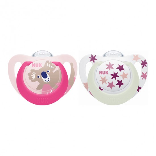 Nuk sucettes starlight fille 6-18m lot de 2 Nuk sucettes starlight fille 6-18m lot de 2
