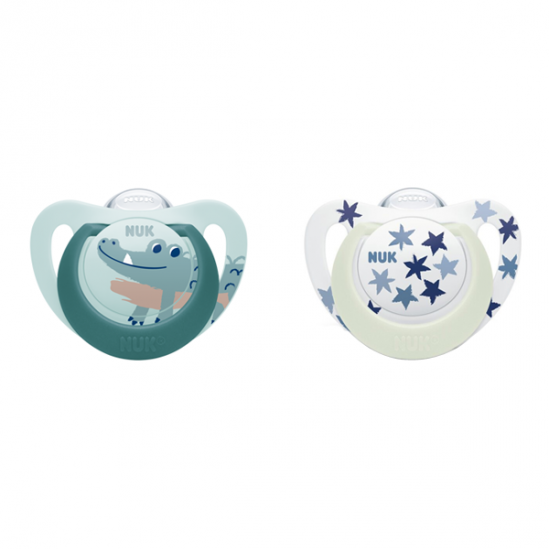 Nuk starlight 2 sucettes silicone garçon 18-36 mois Nuk starlight 2 sucettes silicone garçon 18-36 mois