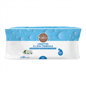 Gifrer lingettes biodégradables à l’eau thermale d’Auvergne sachet de 60