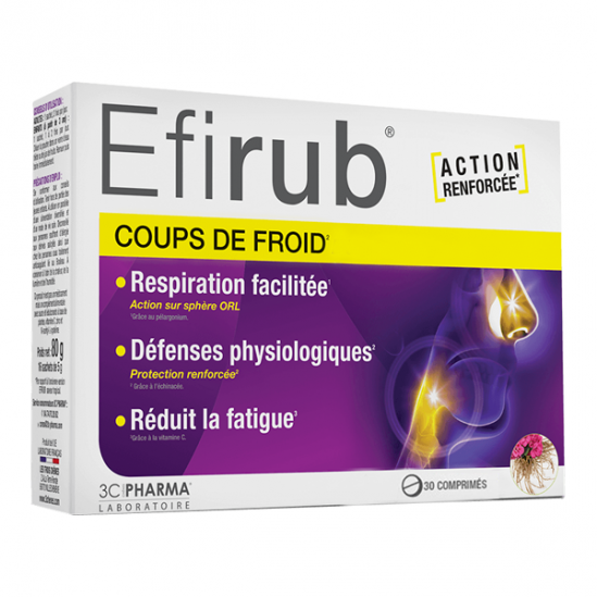 3C Pharma Efirub coups de froid 30 comprimés 3C Pharma Efirub coups de froid 30 comprimés