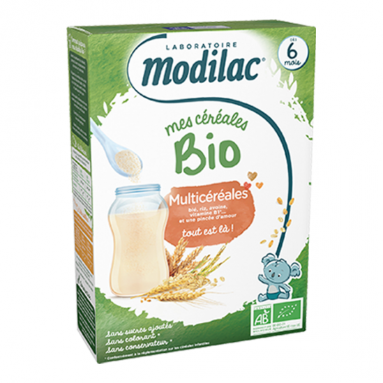 Modilac Mes Céréales bio multicéréales dès 6 mois 250gr Modilac Mes Céréales bio multicéréales dès 6 mois 250gr
