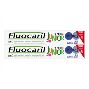 Fluocaril dentifrice junior 6-12ans gel bubble 2x75ml