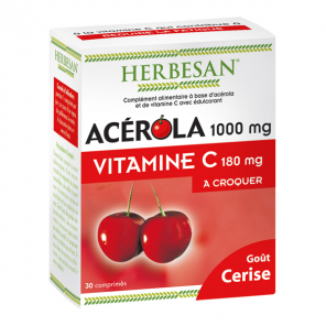 Herbesan Acérola 1000mg goût cerise 30 comprimés