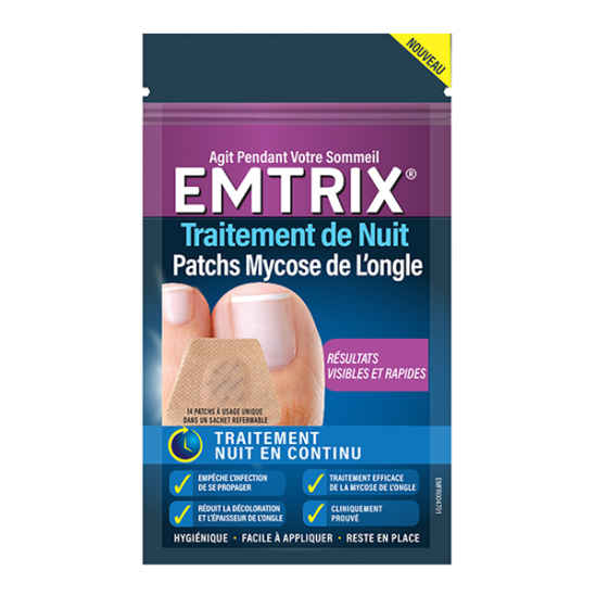 Emtrix Patch Nuit traitement mycose de l'ongle 14 patchs Emtrix Patch Nuit traitement mycose de l'ongle 14 patchs