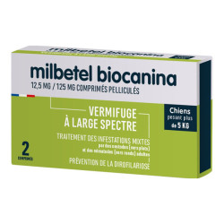Biocanina Milbetel vermifuge pour chiens +5kg - 2 comprimés