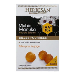 Herbesan Miel de Manuka IAA 10+ 12 billes fourrées boîte de 54gr