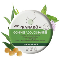 Pranarôm Aromaforce gommes adoucissantes menthe/eucalyptus bio 45g